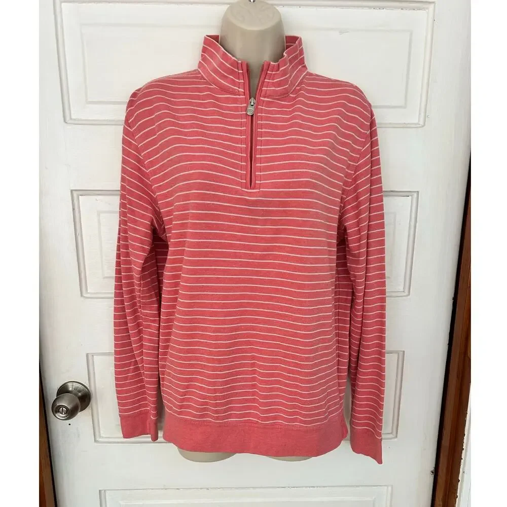 Peter Millar Women's Pink Striped Quarter Zip Super Soft Size Small Great Condit - Picture 2 of 9